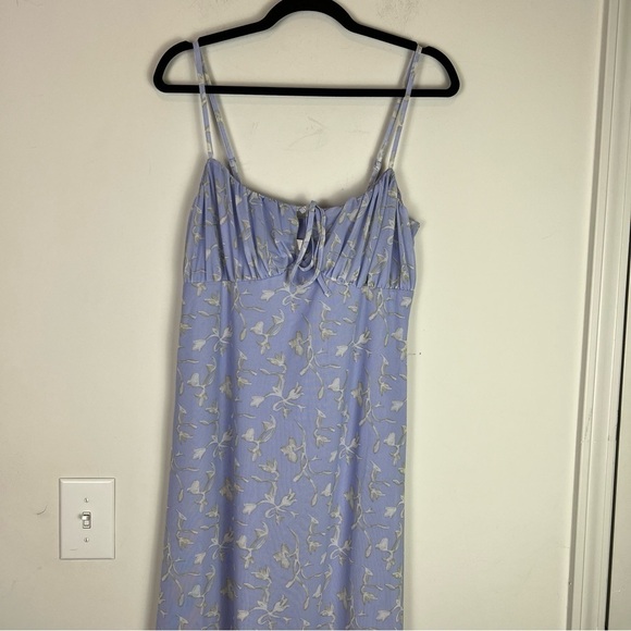 Anthropologie Blue Floral Slip Midi Dress Large NWT Feminine Cottagecore - Picture 9 of 11